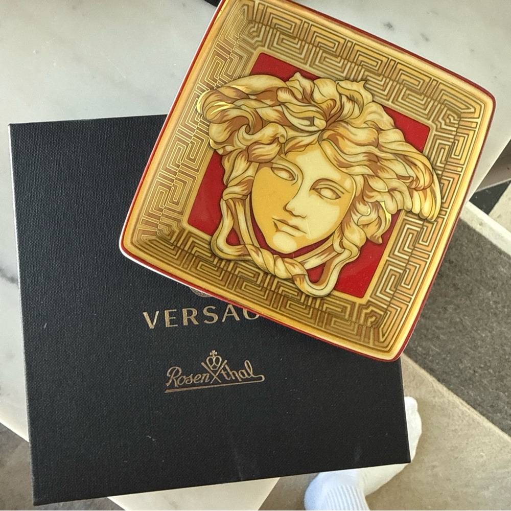Versace Gold and Red Medusa Ceramic Trinket Dish